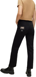 Hugo Boss Dames/Dames Leather Patch Cropped Straight Jeans (Zwart) - maat