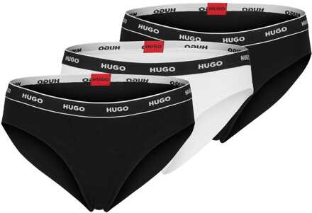 Hugo Boss Dames Hugo Boss 3-pack gestreepte slip in zwart-wit - maat XL Zwart/wit