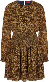 Hugo Boss Dames Hugo Boss Kolinis-1 Bedrukte Jurk in Oranje Zwart