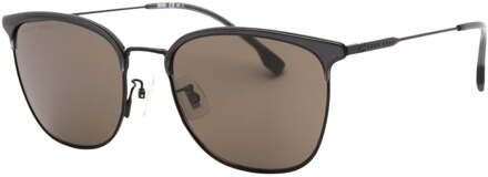 Hugo Boss Dark Ruthenium Grey Frame Zonnebril met Grijze Lens Grijs
