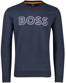Hugo Boss Donkerblauwe Ronde Hals Sweater Hugo Boss , Blue , Heren - 3Xl,5Xl,6Xl