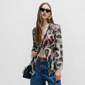 Hugo Boss Etheria Regular-Fit Blouse voor dames in Multi kleur Veelkleurig