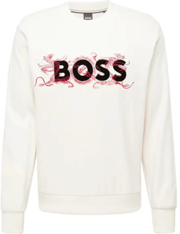 Hugo Boss Gedrukt Logo Sweatshirt Hugo Boss , White , Heren - Xl,L,M,S
