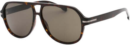 Hugo Boss Havana Bruine Zonnebril met Grijze Lens - maat Grijs