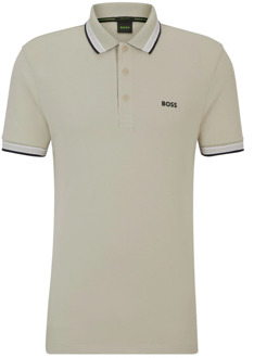 Hugo Boss Heren Paddy Polo Shirt met contrastbies en logo Hugo Boss , Beige , Heren - L,M,S