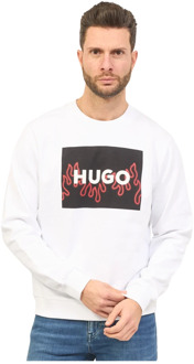 Hugo Boss Heren Regular Fit Witte Trui met Vlam Logo Hugo Boss , White , Heren - Xl,M,S