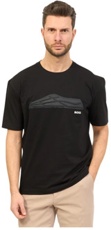 Hugo Boss Heren T-shirt met ronde hals en logo Hugo Boss , Black , Heren - Xl,L,M