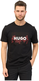 Hugo Boss Heren T-shirt met vlam grafisch Hugo Boss , Black , Heren - 2Xl,Xl,L,M,S