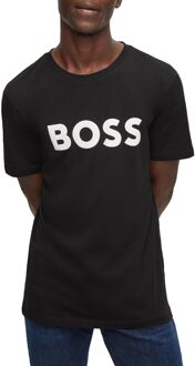 Hugo Boss Heren T-shirt Zwart Katoen Ronde Hals Hugo Boss , Black , Heren - 2Xl,Xl,L,M,S