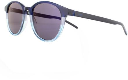 Hugo Boss Hugo van Hugo Boss Round Mens matblauw turquoise blauwe spiegel zonnebril