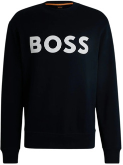 Hugo Boss Katoenen Hoodless Sweatshirt Hugo Boss , Black , Heren