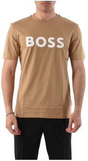 Hugo Boss Katoenen Logo T-shirt Regular Fit Hugo Boss , Beige , Heren - 2Xl,Xl,L,M