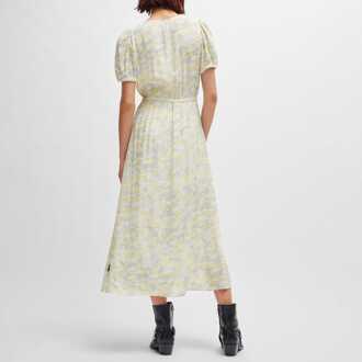 Hugo Boss Kikoni-1 Wrap-Front Dress voor dames in Wit geel - maat Geel/wit