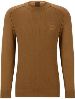 Hugo Boss Lichtgewicht Heren Crew Neck Sweater - Regular Fit Hugo Boss , Brown , Heren - 2Xl,Xl,L,M