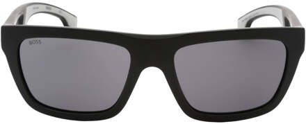 Hugo Boss Matte Black Frame Zonnebril met Grijze Lenzen Zwart - One Size