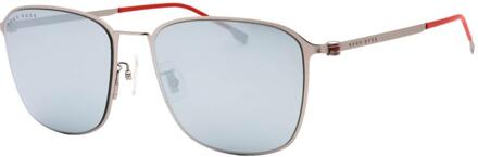 Hugo Boss Matte zonnebril met meerdere lagen glazen voor heren (Ruthenium/Wit) - maat
