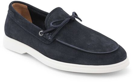 Hugo Boss Men's Boss Sienne Moccasin Shoes in Dark Blue Donkerblauw