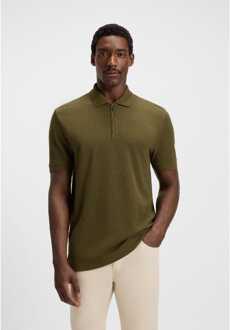 Hugo Boss Men's Hugo Boss H-Paras 120 Zip-Neck Polo Shirt in Green Groen - 2XL