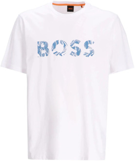 Hugo Boss Ocean T-shirt, 100% Katoen Hugo Boss , White , Heren - 2Xl,Xl,L,M