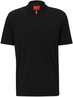 Hugo Boss Polo T-shirt van katoenmix met ritssluiting Hugo Boss , Black , Heren - 2Xl,Xl,L,M,S