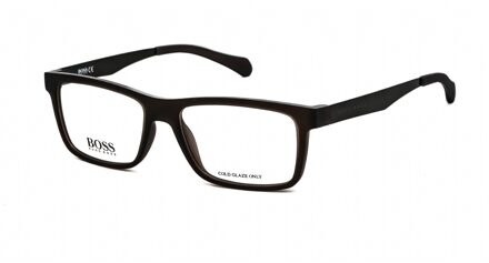 Hugo Boss rechthoekige heren Matte bruin donkere rutheniumbaas 0870 Zwart - One Size