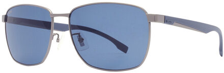 Hugo Boss Rechthoekige zonnebril heren (Donker Ruthenium/Blauw) - maat Middelblauw