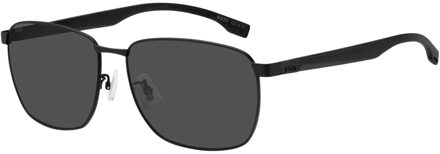 Hugo Boss Rechthoekige zonnebril heren (Donker Ruthenium/Grijs) - maat Donker Bruin