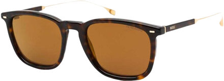 Hugo Boss Rechthoekige zonnebril heren (Havana Bruin) Donker Bruin