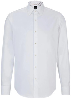 Hugo Boss Regular Fit Katoenen Overhemd in Wit Hugo Boss , White , Heren - 2Xl,Xl,5Xl,4Xl