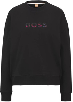 Hugo Boss Relaxed Fit Katoenmix Sweatshirt met Logo Hugo Boss , Black , Heren - M,S,Xs