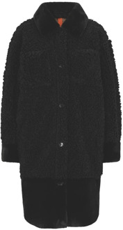 Hugo Boss Ruimvallende pluche jas in het zwart Hugo Boss , Black , Dames - L,M