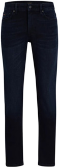 Hugo Boss Slim-Fit Regular-Rise Jeans in Comfortabel Blauw Stretchdenim met Luxe Zwarte Finish Hugo Boss , Blue , Heren - W30 L34,W30 L32,W31 L32,W34 L34,W33 L32,W32 L32,W31 L34,W32 L34,W29 L32,W34 L32