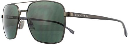 Hugo Boss Square Mens Matte Ruthenium Groene zonnebril - maat Grijs