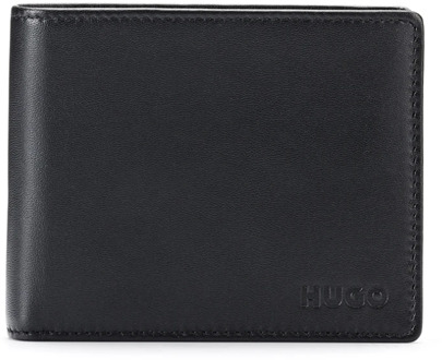 Hugo Boss Subway Trifold Leren Portemonnee Zwart Hugo Boss , Black , Heren - ONE Size