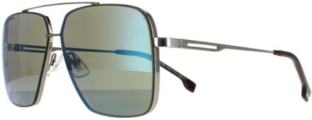 Hugo Boss Sunglasses Boss 1325/S 31Z 3U Ruthenium Havana Kaki Blue Mirror - maat Zilver