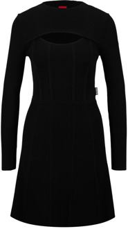 Hugo Boss Uitlopende jurk met uitsnijding Hugo Boss , Black , Dames - Xl,L,S,Xs