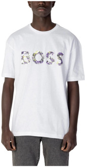 Hugo Boss Wit Bedrukt T-Shirt - Korte Mouwen Hugo Boss , White , Heren