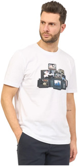 Hugo Boss Wit T-shirt met Ronde Hals en Voorprint Hugo Boss , White , Heren - 2Xl,L,M