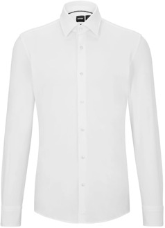 Hugo Boss Witte Slim Fit Boss Overhemd met Vochtregulatie Hugo Boss , White , Heren - 2Xl,Xl,M,S,4Xl