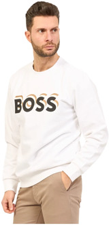 Hugo Boss Witte Sweater met Logo Print Hugo Boss , White , Heren - Xl,L,M