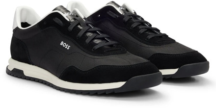 Hugo Boss Zayn Hybride Sneakers met Logo Prints Hugo Boss , Black , Heren - 44 Eu,41 Eu,46 Eu,45 EU