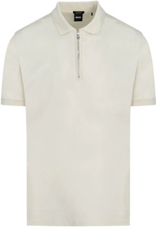 Hugo Boss Zip Polo Shirt Wit Melk Hugo Boss , White , Heren - 2Xl,Xl,L,M,3Xl