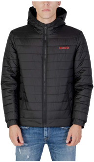 Hugo Boss Zwarte effen hoodie met ritssluiting Hugo Boss , Black , Heren - L