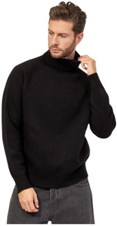 Hugo Boss Zwarte trui met relaxte pasvorm en hoge kraag Hugo Boss , Black , Heren - XL
