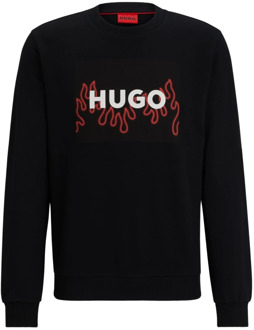 Hugo Boss Zwarte trui met vlam logo Hugo Boss , Black , Heren - 2Xl,Xl,L,M,S