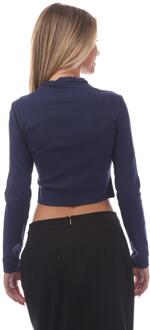 HUGO Dames/Dames Dafilomena_3 Top met opgestapeld logo (Donkerblauw)