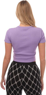 HUGO Dames/Dames Gestapeld Logo Slim Crop T-shirt (Paars) - maat EU 42 / UK 14
