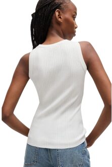 HUGO Dames/Dames Sareple Geribbelde Mouwloze Top (Natuurlijk) - maat S Naturel