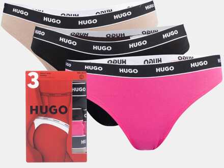 HUGO Dames Hugo 3-pack streep string in Multi kleur Veelkleurig
