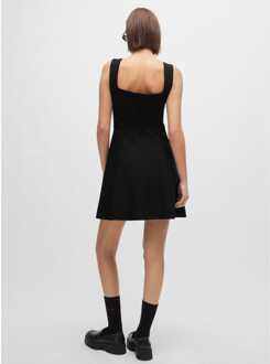 HUGO Dames Hugo Kasanka Metallic Logo Mini Dress in Zwart - EU 34 / UK 6